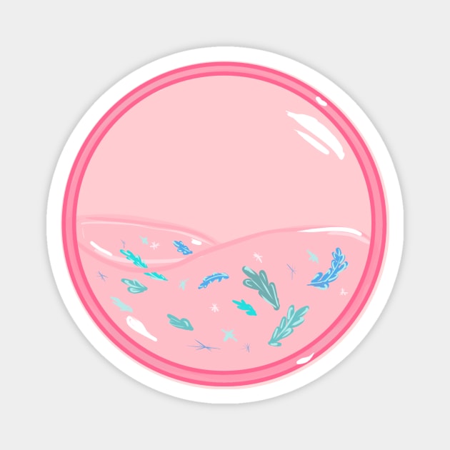 Cute Pink Leaf Tea Bubble Magnet by JulyLix